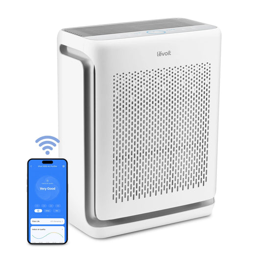 Purificator de aer Smart LEVOIT Vital 200S Pro Wi-Fi, Filtru True HEPA, Senzor Calitate Aer, Compatibil Alexa & Google Home, Alb