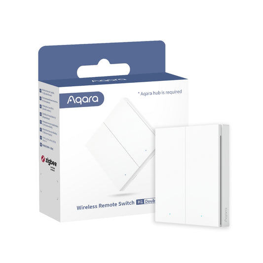Comutator Wireless AQARA H1, Dublu Rocker (Zigbee 3.0), Control Scene/Dispozitive, Compatibil HomeKit/Alexa/Google Assistant, Baterie 5 Ani, Alb
