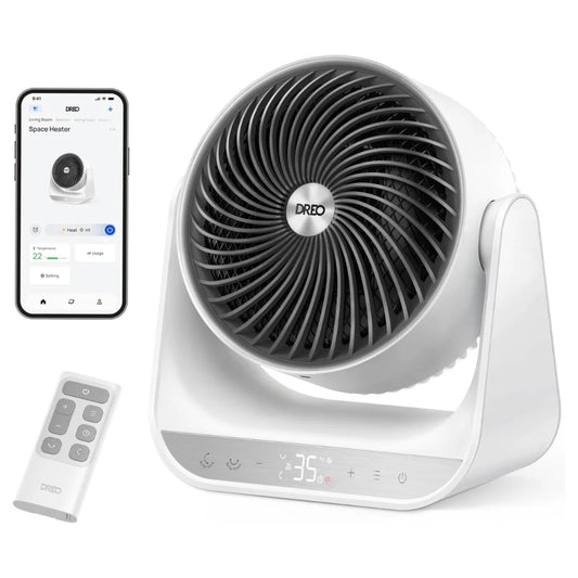 Aerotermă Smart DREO 714S, 2000W, Heater Ceramică, Termostat, ECO Mode, Funcție Ventilator, Oscilație 90°, Timer 12 ore, Display LED, Telecomandă