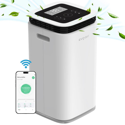 Dezumidificator de aer Smart EVOAIR FlexiDry 22, Senzor Umiditate, Funcție Ionizare, Uscare Rufe, Rezervor 4.5L, Capacitate 22L/24 ore