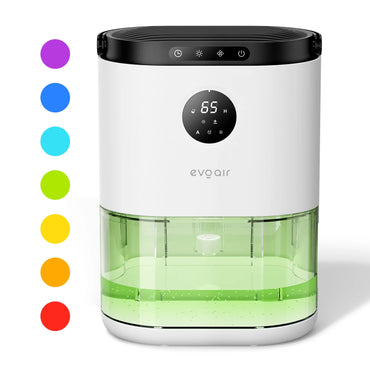 Dezumidificator de aer EVOAIR HUMIX560, Senzor Umiditate, 3 Moduri Funcționare, Lumină Ambientală (7 culori), Rezervor 2.3L, Capacitate 560ml/24 ore