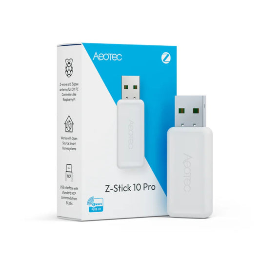 USB Gateway Smart Home AEOTEC Zi-Stick 10 Pro, Tehnologie Dual Radio Z-Wave & Zigbee, Compatibil HomeAssistant, Control Local, Automatizări Cloud-Free