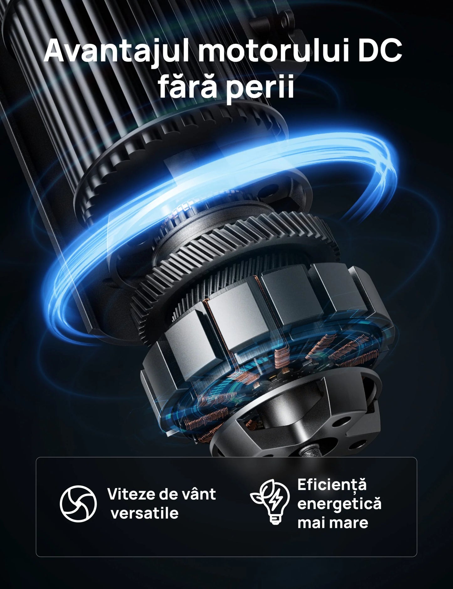 Ventilator Turn DREO Nomad DR-HTF014, 8 Viteze, 4 Moduri Funcționare, 92 cm, HyperSilent 25dB, Oscilație 90°, Telecomandă, Negru