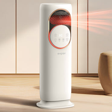 Ventilator Turn EVOAIR BRIIS GOLD, 4 în 1, Aerotermă, Funcție Încălzire/Răcire/Umidificare/Sterilizare UV, Telecomandă, 5 viteze, Pastile Răcire 2 + 2 Cadou, Rezervor 3.15L, Alb/Auriu