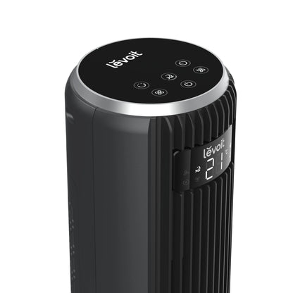 Ventilator Turn LEVOIT, 5 Viteze, 4 Moduri Funcționare, 92 cm, Oscilație 90°, Telecomandă, Negru