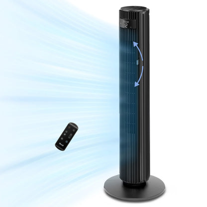 Ventilator Turn LEVOIT, 12 Viteze, 4 Moduri Funcționare, 107.6 cm, Oscilație 90°, Telecomandă, Negru