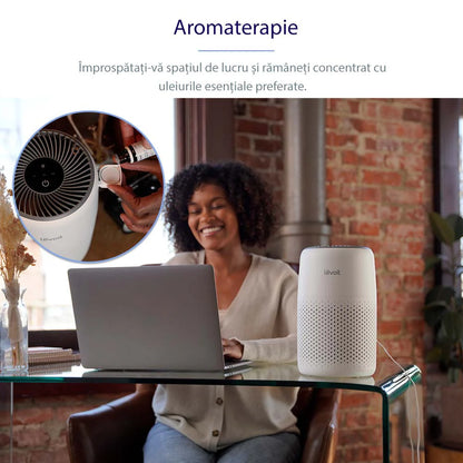 Purificator de aer LEVOIT Core Mini, Filtru 3 în 1 True HEPA, Panou Comandă Touch Screen, Alb