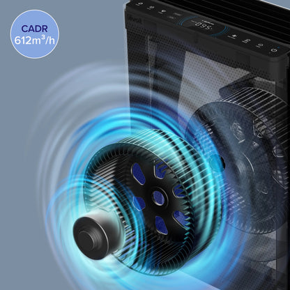 Purificator de aer Smart LEVOIT EverestAir Wi-Fi, Filtru True HEPA, Carbon Activ, Flux de Aer Multidirecțional, Mod Auto, Compatibil Alexa & Google Home, Touch Screen, Gri