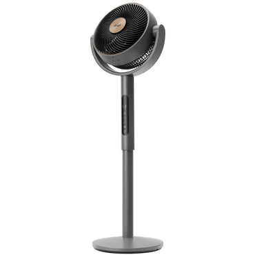 Ventilator Turn cu picior LEVOIT, LPF-R432-AEUR, 12 Viteze, 4 Moduri Funcționare, Senzor Temperatură, 110.8 cm, Oscilație 120°, Telecomandă, Negru & Auriu