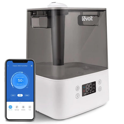 Umidificator de aer Smart LEVOIT Classic 300S, Wi-Fi, Rezervor 6L, Silentios, Funcție AUTO, Aromaterapie, Autonomie 60 ore, Gri