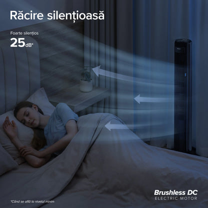 Ventilator Turn LEVOIT, 12 Viteze, 4 Moduri Funcționare, 107.6 cm, Oscilație 90°, Telecomandă, Negru
