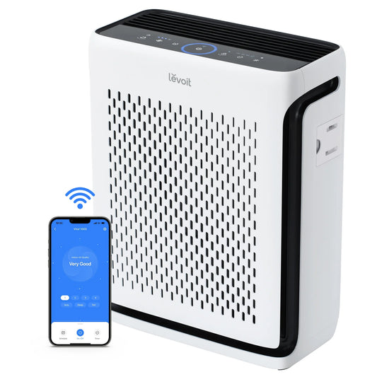 Purificator de aer Smart LEVOIT Vital 100S Wi-Fi, Filtru True HEPA, Carbon Activ, Nivel Zgomot 23 dB, Senzor Calitate Aer, Mod Noapte, Alb