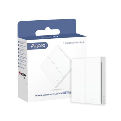 Comutator Wireless AQARA H1, Dublu Rocker (Zigbee 3.0), Control Scene/Dispozitive, Compatibil HomeKit/Alexa/Google Assistant, Baterie 5 Ani, Alb