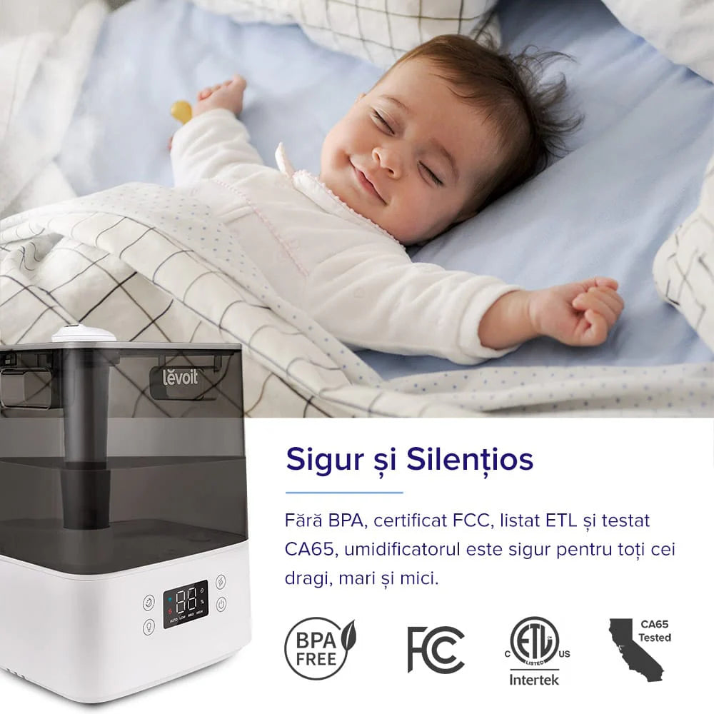 Umidificator de aer Smart LEVOIT Classic 300S, Wi-Fi, Rezervor 6L, Silentios, Funcție AUTO, Aromaterapie, Autonomie 60 ore, Gri