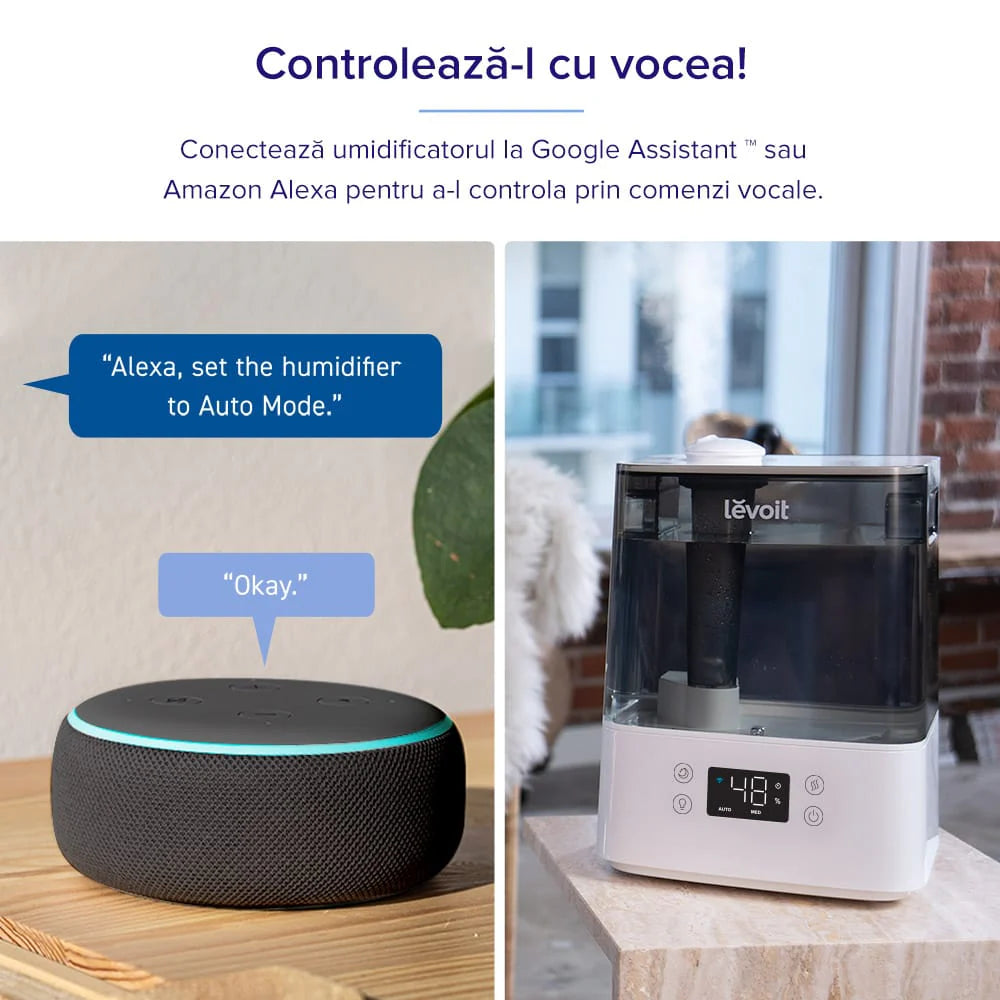 Umidificator de aer Smart LEVOIT Classic 300S, Wi-Fi, Rezervor 6L, Silentios, Funcție AUTO, Aromaterapie, Autonomie 60 ore, Gri