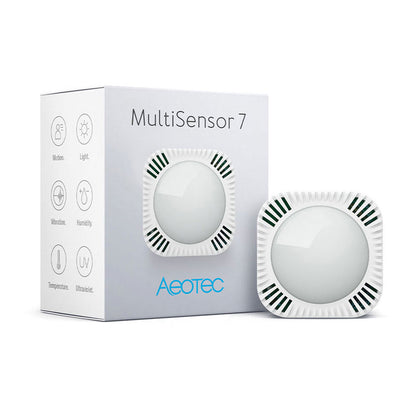 Senzor Smart AEOTEC MultiSensor 7, Control Avansat Z-Wave, Senzor Mișcare, Senzor Temperatură, Senzor  Luminozitate, UV & Anti-Tamper, SmartStart, S2 Security