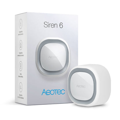 Alarmă Smart AEOTEC Siren 6, Tehnologie Z-Wave Plus, Alarmă Acustică & Vizuală, 110dB, 30 Tonuri Predefinite, Funcție Sonerie, Alimentare 230V/Baterie PT502035, S2 Security