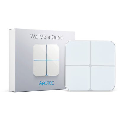 Telecomandă Smart AEOTEC WallMote Quad, 4 Butoane Touch, Control Wireless Dispozitive & Scene, Funcție Slider, Feedback Vibration, LED Color, Tehnologie Z-Wave Plus, Fixare Perete / Portabil