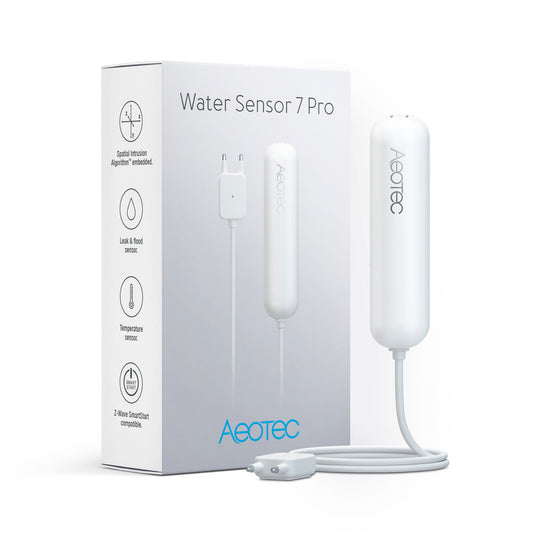 Senzor Smart AEOTEC Water Sensor 7 Pro, Tehnologie Z-Wave Plus V2, Protecție Automată Scurgeri, Automatizare Valve, Monitorizare Temperatură, Monitorizare Umiditate