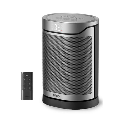 Aerotermă DREO Atom 318, 1500W, Heater Ceramică, Termostat, ECO Mode, Funcție Ventilator, Oscilație 70°, Timer 12 ore, Display LED, Telecomandă, Negru & Argintiu