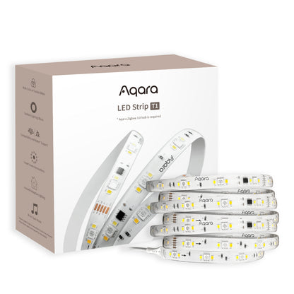 Bandă LED Smart AQARA LED Strip T1, RGBIC + Alb Reglabil (Zigbee 3.0, 16 Milioane Culori, Gradient Multicolor, Repeater Zigbee, Compatibilă Matter/HomeKit/Google/Alexa/IFTTT), 2 m