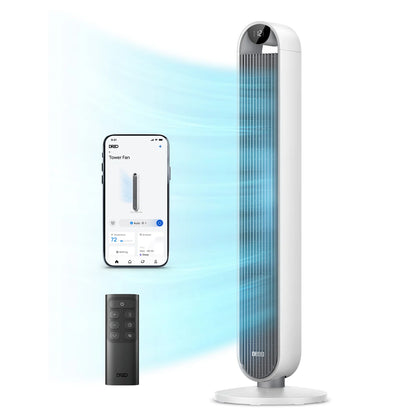 Ventilator Turn Smart DREO Pilot Max S DR-HTF004S, 12 Viteze, 4 Moduri Funcționare, 108 cm, HyperSilent 25dB, Oscilație 120°, Alb