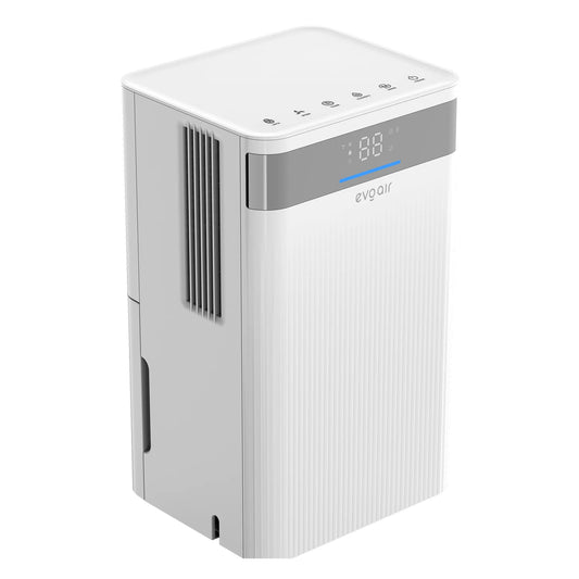 Dezumidificator de aer EVOAIR ComfoDry 20, Senzor Umiditate, Uscare Rufe, Mod Noapte, Lumină Ambientală, Drenaj Continuu, Rezervor 3.8L, Capacitate 20L/24 ore, Alb