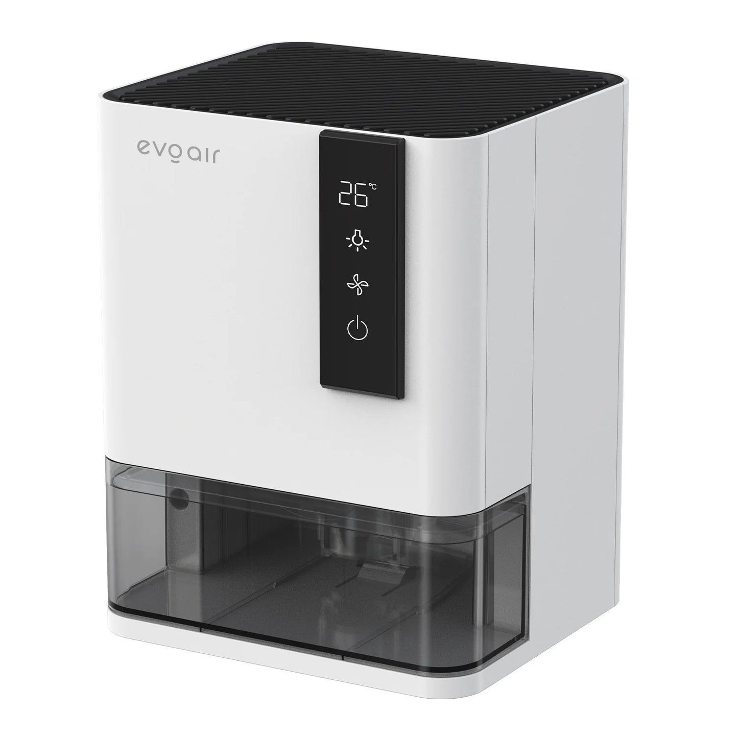 Dezumidificator de aer EVOAIR HIDRY, Senzor Umiditate & Temperatură, Funcție AUTO Dezghețare, 2 Viteze, Lumină Ambientală (7 culori), Rezervor 1L, Capacitate 700ml/24 ore