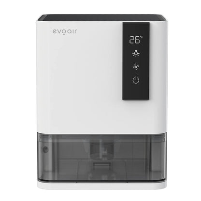 Dezumidificator de aer EVOAIR HIDRY, Senzor Umiditate & Temperatură, Funcție AUTO Dezghețare, 2 Viteze, Lumină Ambientală (7 culori), Rezervor 1L, Capacitate 700ml/24 ore