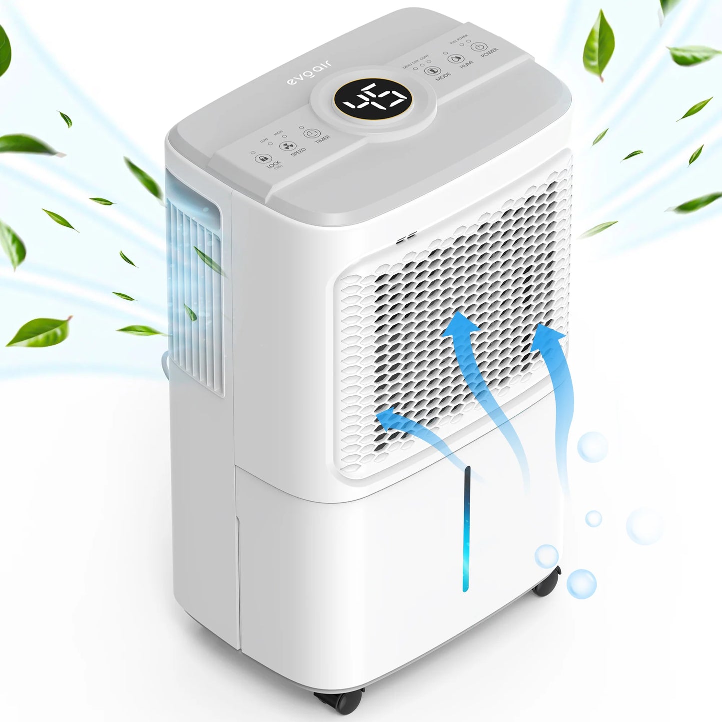 Dezumidificator de aer EVOAIR Dryora 10, Senzor Umiditate, Dezumidificare Continuă, Uscare Rufe, Lumină Ambientală, Rezervor 1.6L, Capacitate 10L/24 ore