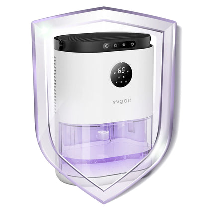 Dezumidificator de aer EVOAIR HUMIX560, Senzor Umiditate, 3 Moduri Funcționare, Lumină Ambientală (7 culori), Rezervor 2.3L, Capacitate 560ml/24 ore