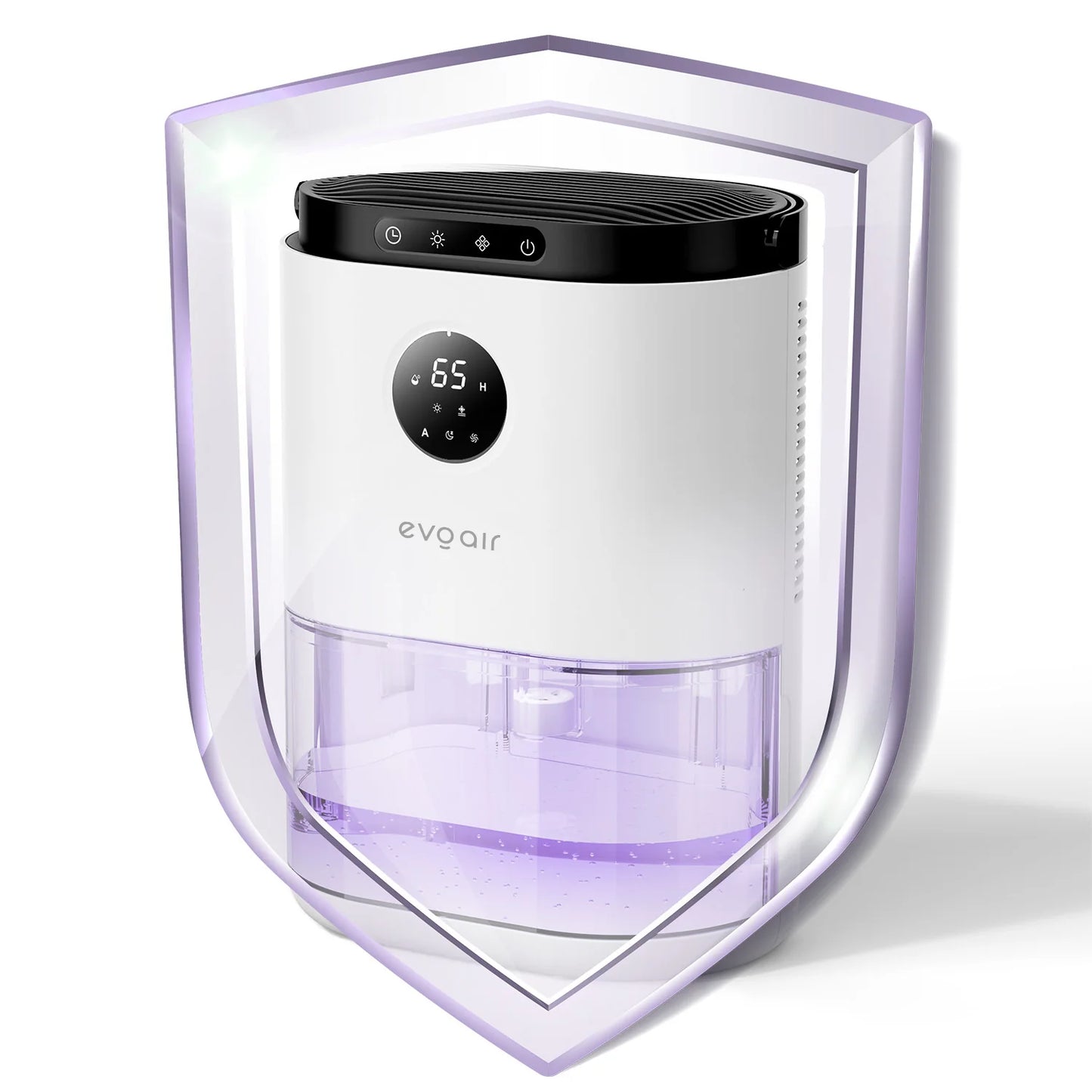 Dezumidificator de aer EVOAIR HUMIX560, Senzor Umiditate, 3 Moduri Funcționare, Lumină Ambientală (7 culori), Rezervor 2.3L, Capacitate 560ml/24 ore