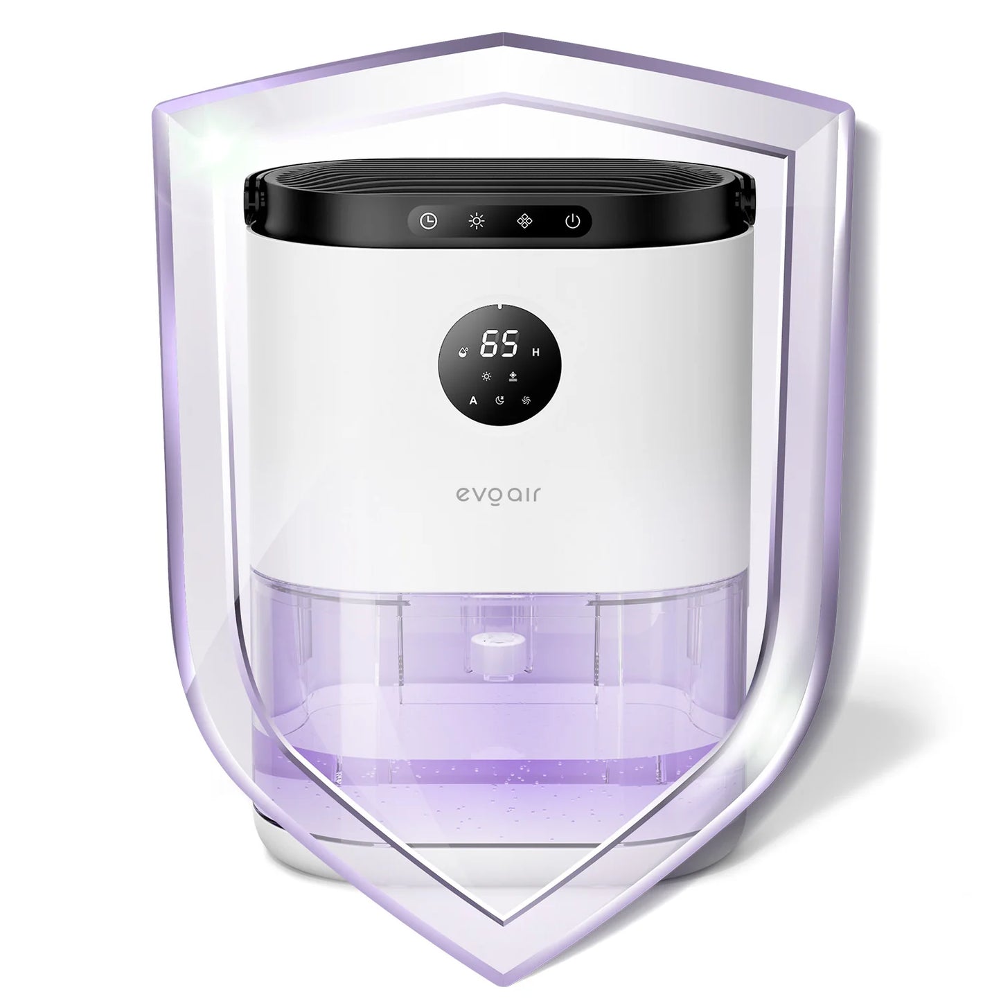 Dezumidificator de aer EVOAIR HUMIX560, Senzor Umiditate, 3 Moduri Funcționare, Lumină Ambientală (7 culori), Rezervor 2.3L, Capacitate 560ml/24 ore
