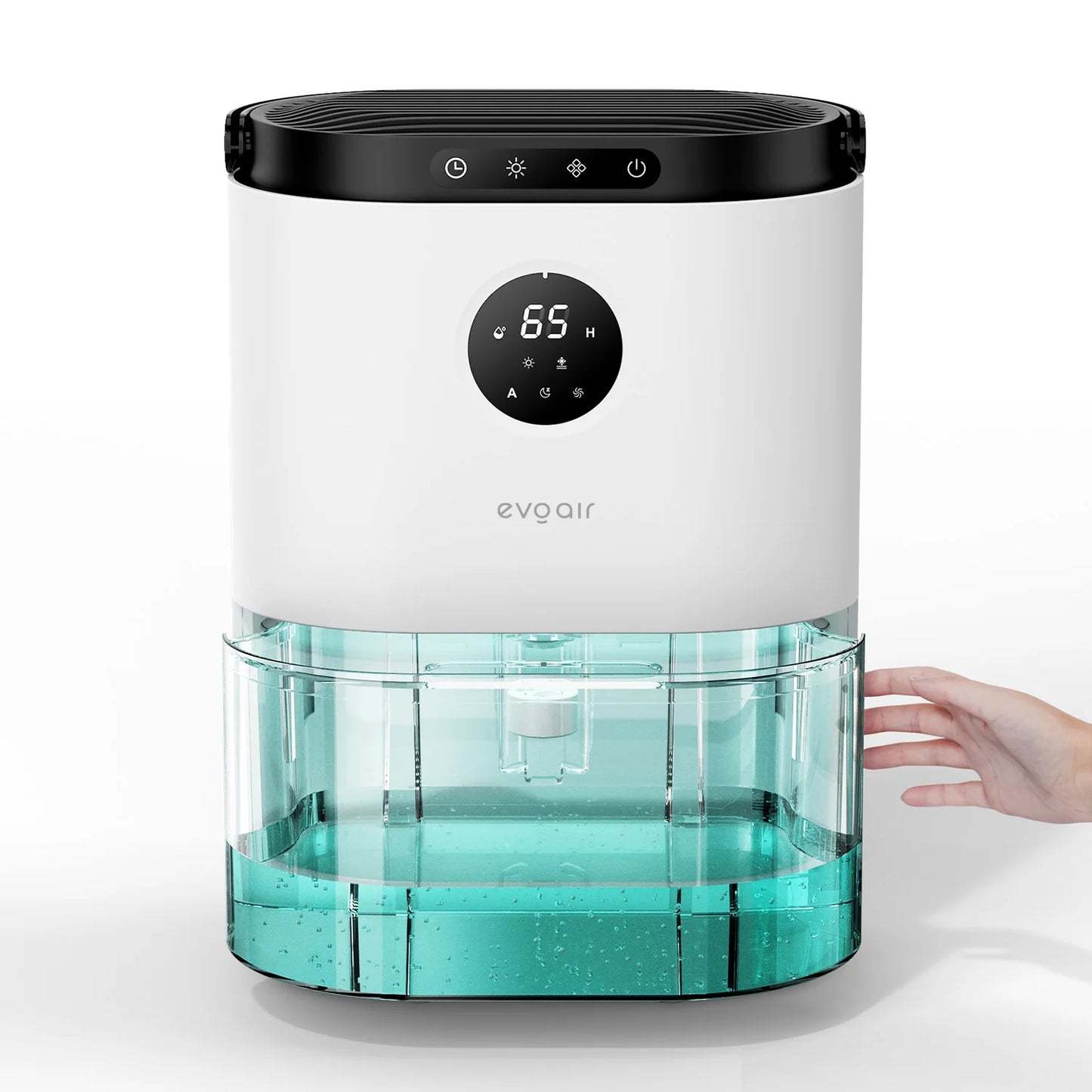 Dezumidificator de aer EVOAIR HUMIX560, Senzor Umiditate, 3 Moduri Funcționare, Lumină Ambientală (7 culori), Rezervor 2.3L, Capacitate 560ml/24 ore