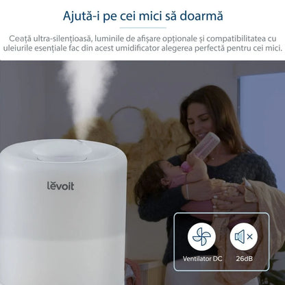 Umidificator de aer Smart LEVOIT Dual 200S, Wi-Fi, Ultrasonic, Rezervor 3L, Silențios, Aromaterapie, Funcție AUTO, Autonomie 25 ore