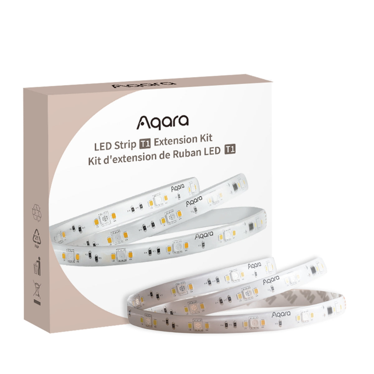 Extensie Bandă LED Smart AQARA LED Strip T1, RGBIC + Alb Reglabil (Zigbee 3.0, 16 Milioane Culori, Gradient Multicolor, Repeater Zigbee, Compatibilă Matter/HomeKit/Google/Alexa/IFTTT), 1 m