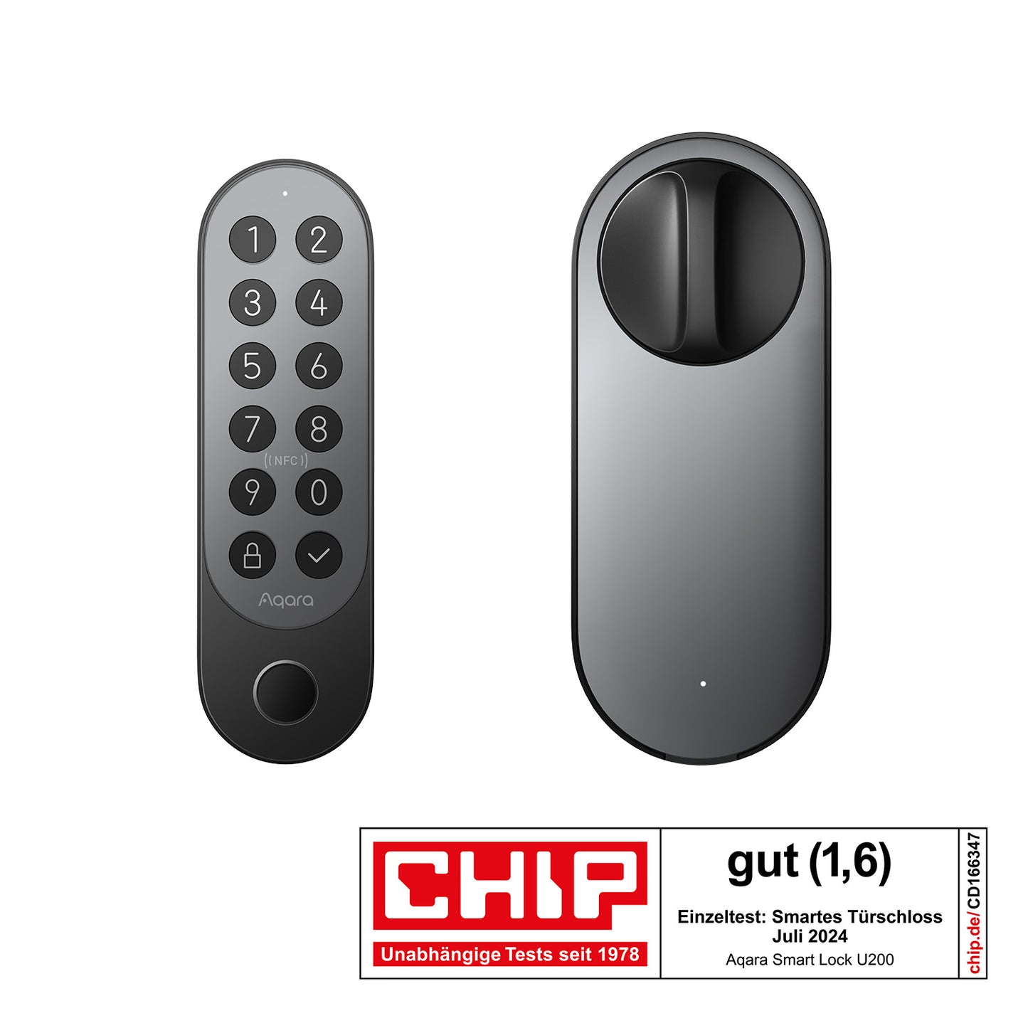 Încuietoare / Yală Smart Lock AQARA U200 Kit, Compatibil Matter & Apple Home, Thread/Bluetooth/NFC, Deblocare cu Amprentă/Parolă/NFC/App, Auto-Lock, Baterie Reîncărcabilă, Montaj fără găurire, Negru