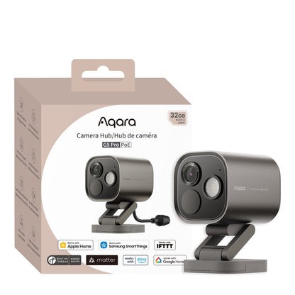 Cameră Supraveghere Smart AQARA G5 Pro, POE, Rezoluție 2K QHD, Recunoaștere AI, Zigbee 3.0, Câmp Vizual 133°, Unghi Detecție 100°/65°, Gri