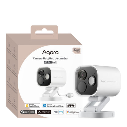 Cameră Supraveghere Smart AQARA G5 Pro, POE, Rezoluție 2K QHD, Recunoaștere AI, Zigbee 3.0, Câmp Vizual 133°, Unghi Detecție 100°/65°, Alb