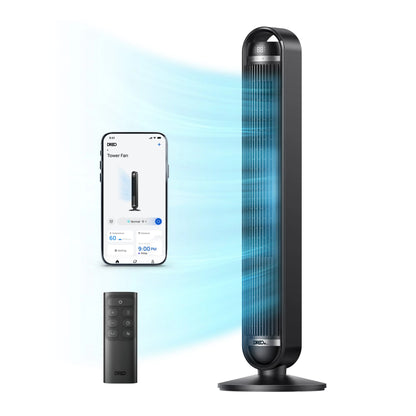 Ventilator Turn Smart DREO Cruiser DR-HTF011S, 9 Viteze, 4 Moduri Funcționare, 106 cm, HyperSilent 25dB, Oscilație 90°, Telecomandă, Negru