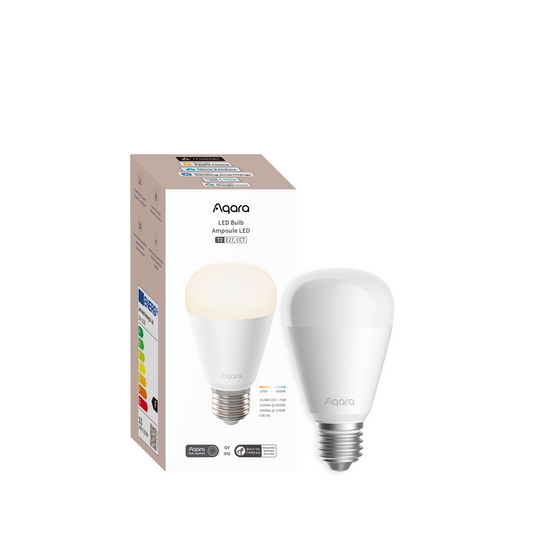 Bec LED Smart AQARA LED T2 E27, CCT 2700-6500K, 1100lm, Zigbee & Matter over Thread, Compatibil HomeKit/Alexa/Google, Adaptive Lighting, Automatizări Smart Home