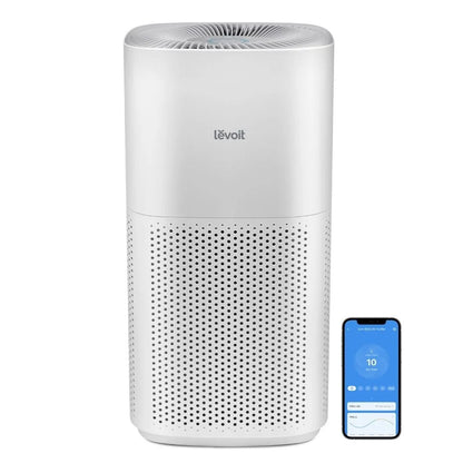 Purificator de aer Smart LEVOIT Core 600S Wi-Fi, Filtru 3 în 1 True HEPA, Senzor Calitate Aer, Mod Auto, Alexa, Google Home, Panou Comandă Touch Screen, Control Remote, Alb