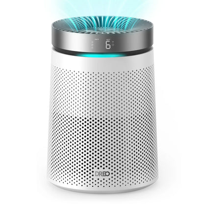 Purificator de Aer Smart DREO Macro AP606, Filtru 3 în 1 H13 True HEPA, Carbon Activ, Senzor Calitate Aer, Mod Auto, Lumină Ambientală, Timer, Touch Screen, Alb