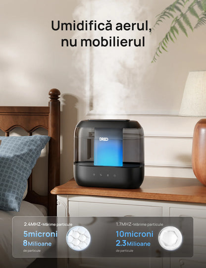Umidificator de aer Smart DREO 311S, Funcție AUTO, Aromaterapie, Ceață Rece, Rezervor 4L, Autonomie 36 ore, Negru