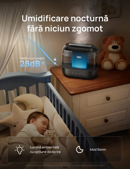 Umidificator de aer Smart DREO 311S, Funcție AUTO, Aromaterapie, Ceață Rece, Rezervor 4L, Autonomie 36 ore, Negru