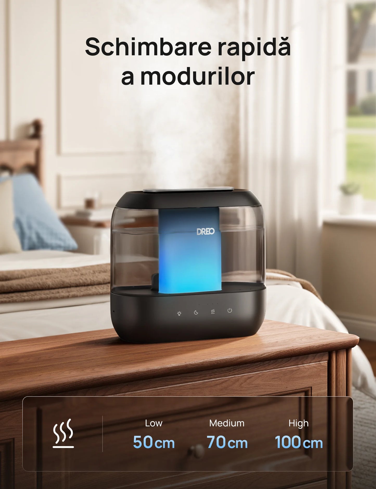 Umidificator de aer Smart DREO 311S, Funcție AUTO, Aromaterapie, Ceață Rece, Rezervor 4L, Autonomie 36 ore, Negru