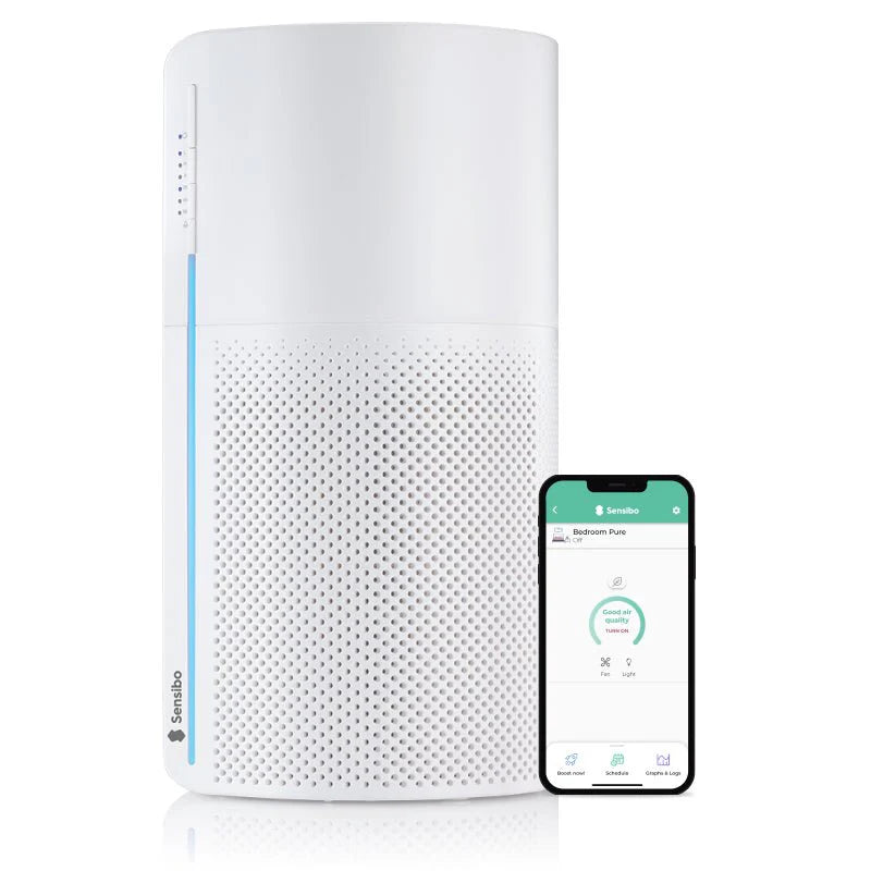 Purificator Aer Smart SENSIBO Pure, Wi-Fi, Filtru 3 în 1, HEPA H13, Carbon Activ, Senzor Calitate Aer, Mod Auto, Control Remote, Alexa, Google Home, Apple HomeKit, Alb