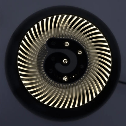 Purificator de aer EVOAIR YuvoSpin, Lampă UV-C, Filtru 3 în 1, True Hepa, Carbon Activ, Pre-filtru, 4 Viteze, Funcție Polen/Animale, Mod Noapte, Blocare Ecran, Lumină Ambientală, Negru