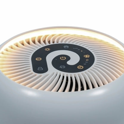 Purificator de aer EVOAIR YuvoSpin, Lampă UV-C, Filtru 3 în 1, True HEPA, Carbon Activ, Pre-filtru, 4 Viteze, Funcție Polen/Animale, Mod Noapte, Blocare Ecran, Lumină Ambientală, Alb
