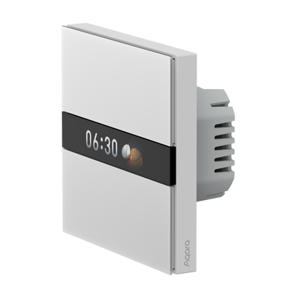 Întrerupător Smart AQARA Display Switch V1 EU, Zigbee & Matter over Bridge, 4 Butoane Configurabile, Ecran LCD 2.08”, Monitorizare Consum Energie, Senzor Prezență, Control Local & Automatizări Smart Home